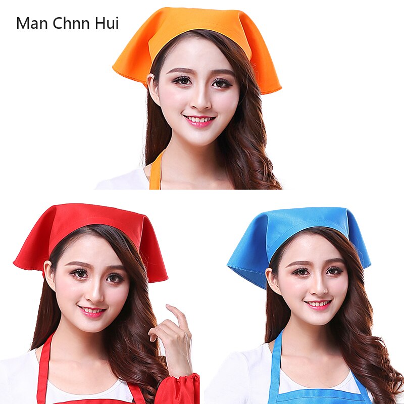 Summer Women Chef&s Triangle Head Scarf Bakery Cafe Waitress Turban Hot Pot Restaurant Kitchen Work Hat Catering Cooking Cap